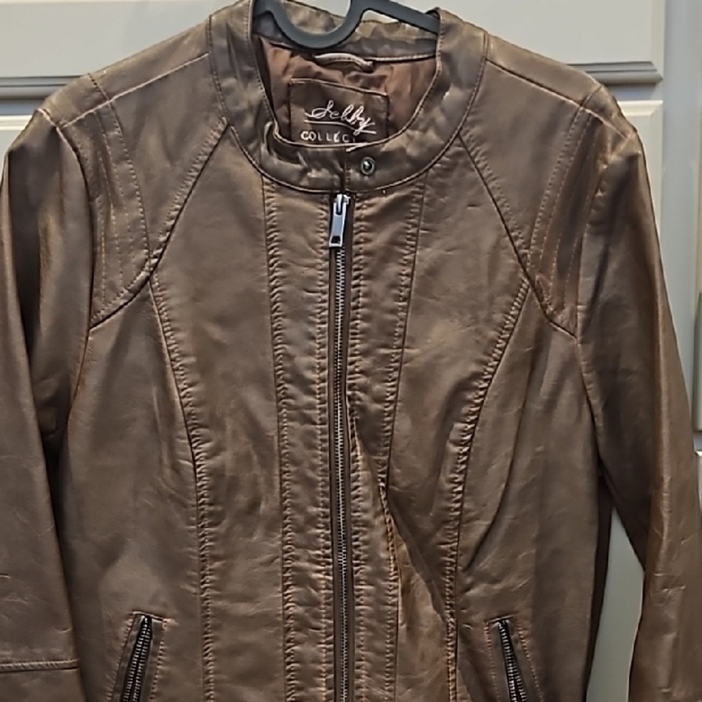 Sebby Brown Leather Motorcycle Jacket